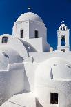 A ginger cat resting on a wall, overlooking a cruise ship in the Aegean Sea, Santorini, Cyclades-Ed Hasler-Photographic Print