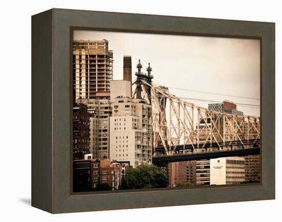 Ed Koch Queensboro Bridge, Roosevelt Island Tram Station, Manhattan, New York, Vintage-Philippe Hugonnard-Framed Premier Image Canvas