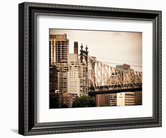 Ed Koch Queensboro Bridge, Roosevelt Island Tram Station, Manhattan, New York, Vintage-Philippe Hugonnard-Framed Photographic Print