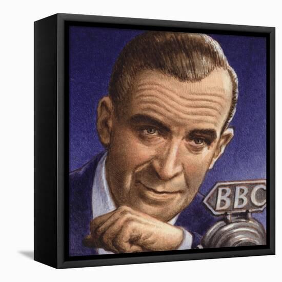 Ed Murrow Broadcasting from Blitz-Hit London-Pat Nicolle-Framed Premier Image Canvas