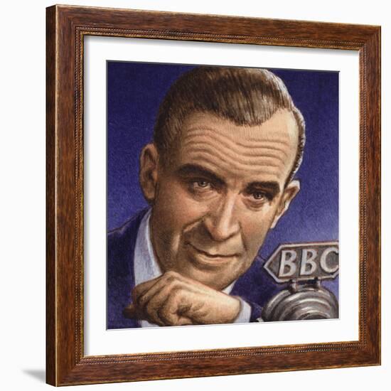 Ed Murrow Broadcasting from Blitz-Hit London-Pat Nicolle-Framed Giclee Print