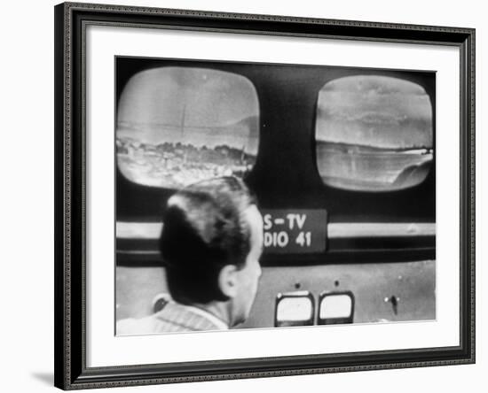 Ed R. Murrow's TV Show Show, Broadcasting the Golden Gate Bridge and the Brooklyn Bridge Together-Yale Joel-Framed Photographic Print