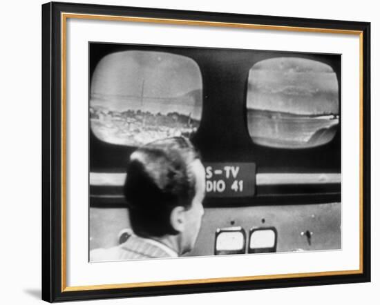 Ed R. Murrow's TV Show Show, Broadcasting the Golden Gate Bridge and the Brooklyn Bridge Together-Yale Joel-Framed Photographic Print