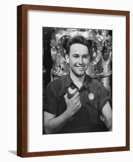 Ed Walsh, a Defense Worker, Taking a Break on the Assembly Line-null-Framed Photographic Print