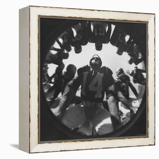 Eddie Lebaron of the Washington Redskins Huddling with His Teammates During a Game-Hank Walker-Framed Premier Image Canvas