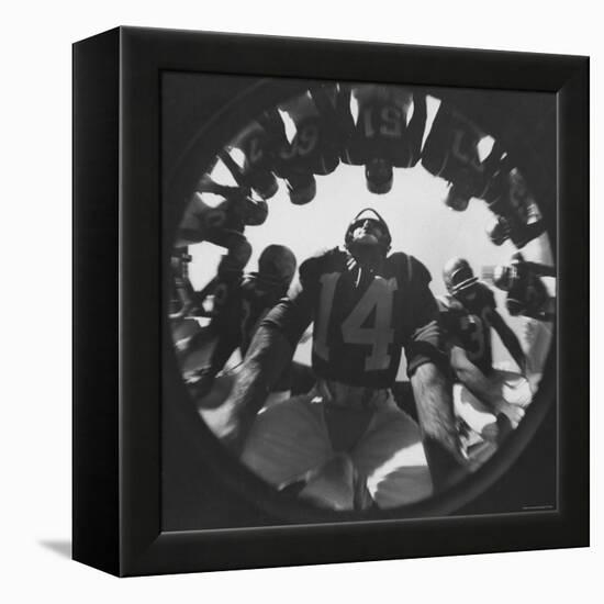 Eddie Lebaron of the Washington Redskins Huddling with His Teammates During a Game-Hank Walker-Framed Premier Image Canvas