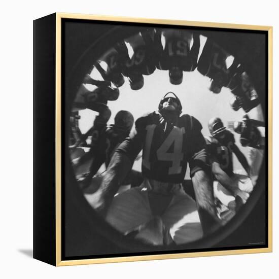 Eddie Lebaron of the Washington Redskins Huddling with His Teammates During a Game-Hank Walker-Framed Premier Image Canvas