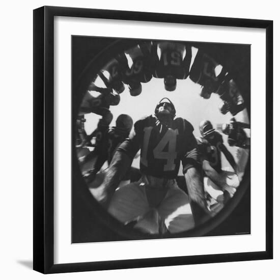 Eddie Lebaron of the Washington Redskins Huddling with His Teammates During a Game-Hank Walker-Framed Premium Photographic Print