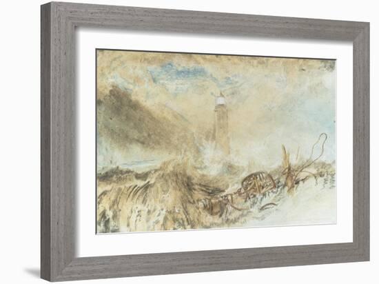 Eddystone Lighthouse off Plymouth-J. M. W. Turner-Framed Giclee Print