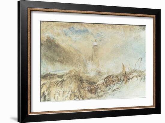 Eddystone Lighthouse off Plymouth-J. M. W. Turner-Framed Giclee Print