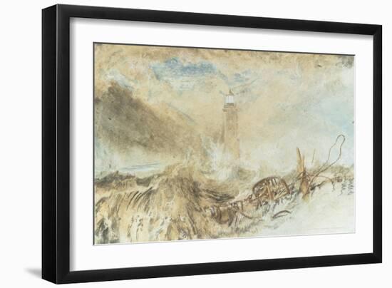 Eddystone Lighthouse off Plymouth-J. M. W. Turner-Framed Giclee Print