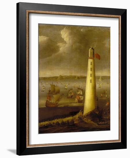 Eddystone Lighthouse, off the Coast of Devon (England). Oil on Canvas, circa 1708, by Isaac Sailmak-Isaac Sailmaker-Framed Giclee Print