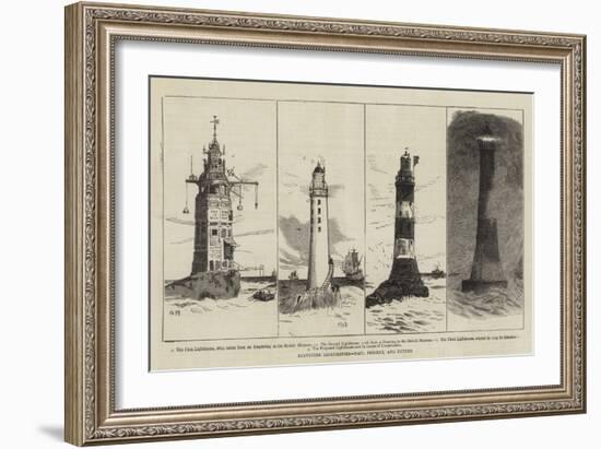 Eddystone Lighthouses, Past, Present, and Future-null-Framed Giclee Print