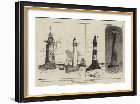 Eddystone Lighthouses, Past, Present, and Future-null-Framed Giclee Print