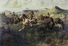 Indian and Buffalo-Edgar Samuel Paxson-Giclee Print