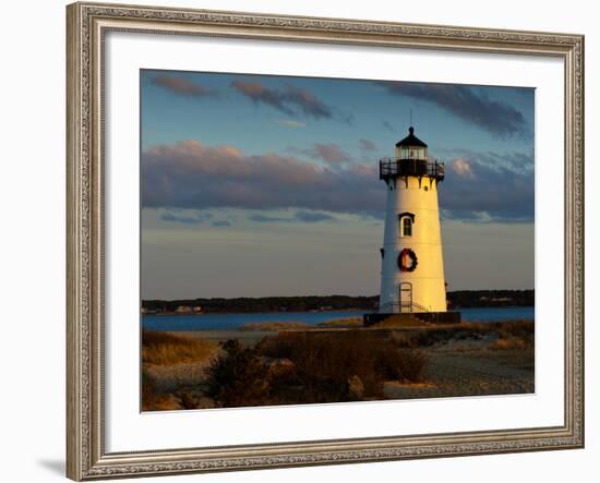 Edgartown Lighthouse at Christmas on Martha's Vineyard at Sunset-James Shive-Framed Photographic Print