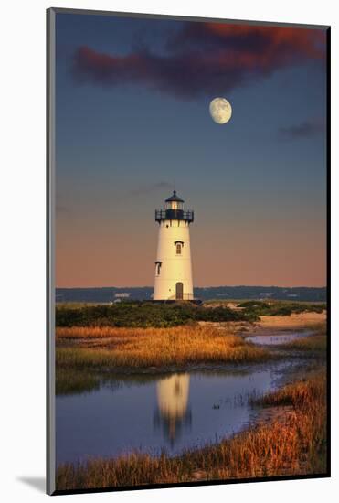 Edgartown Lighthouse at Dusk with the Moon Rising Behind-Jon Hicks-Mounted Photographic Print