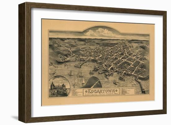 Edgartown, Massachusetts - Panoramic Map-Lantern Press-Framed Art Print