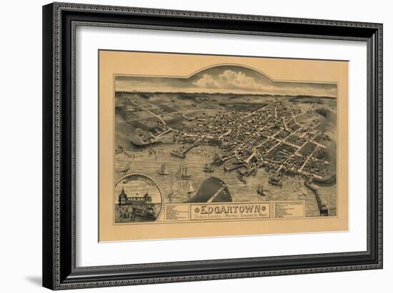 Edgartown, Massachusetts - Panoramic Map-Lantern Press-Framed Art Print