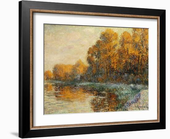 Edge of the River in Autumn. Bords de Riviere en Automne. 1912-Gustave Loiseau-Framed Giclee Print