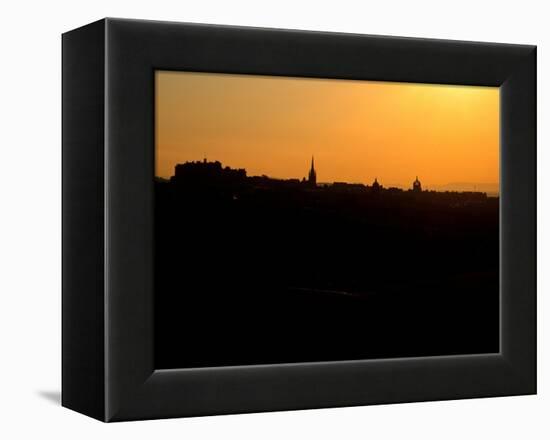 Edinburgh castle and city skyline at sunset, Scotland-AdventureArt-Framed Premier Image Canvas