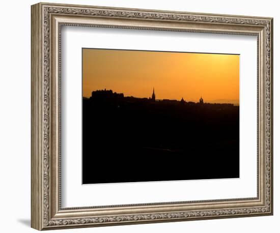 Edinburgh castle and city skyline at sunset, Scotland-AdventureArt-Framed Photographic Print