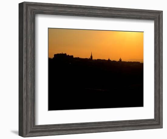 Edinburgh castle and city skyline at sunset, Scotland-AdventureArt-Framed Photographic Print