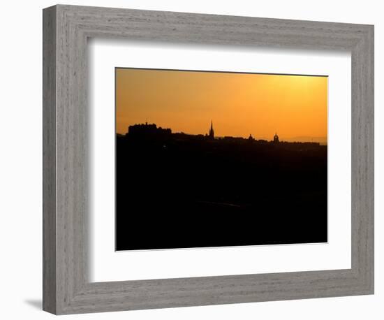 Edinburgh castle and city skyline at sunset, Scotland-AdventureArt-Framed Photographic Print