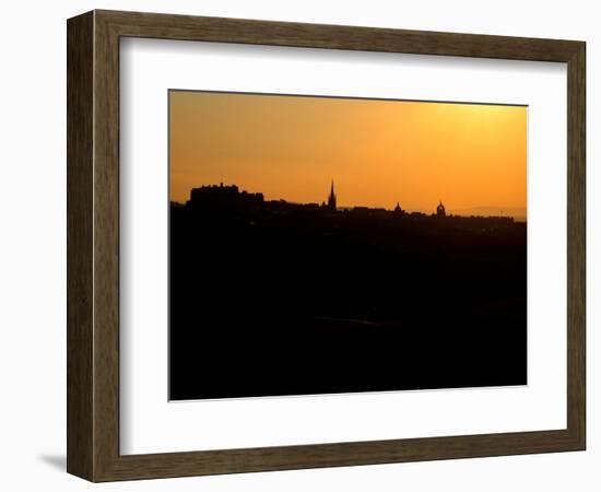 Edinburgh castle and city skyline at sunset, Scotland-AdventureArt-Framed Photographic Print