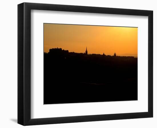 Edinburgh castle and city skyline at sunset, Scotland-AdventureArt-Framed Photographic Print
