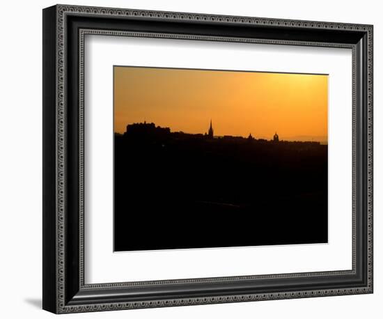 Edinburgh castle and city skyline at sunset, Scotland-AdventureArt-Framed Photographic Print