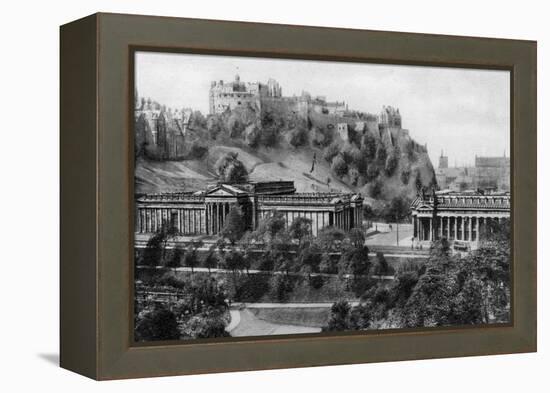 Edinburgh Castle and National Gallery, Edinburgh, Early 20th Century-null-Framed Premier Image Canvas