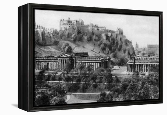 Edinburgh Castle and National Gallery, Edinburgh, Early 20th Century-null-Framed Premier Image Canvas