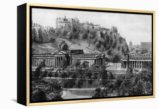 Edinburgh Castle and National Gallery, Edinburgh, Early 20th Century-null-Framed Premier Image Canvas