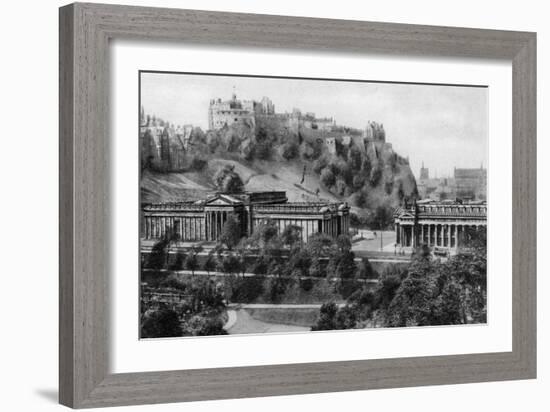 Edinburgh Castle and National Gallery, Edinburgh, Early 20th Century-null-Framed Giclee Print