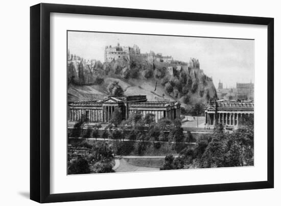 Edinburgh Castle and National Gallery, Edinburgh, Early 20th Century-null-Framed Giclee Print