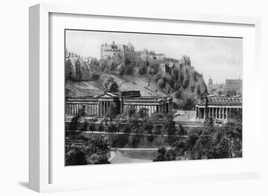 Edinburgh Castle and National Gallery, Edinburgh, Early 20th Century--Framed Giclee Print