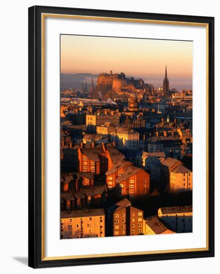 Edinburgh Castle and Old Town Seen from Arthur's Seat, Edinburgh, United Kingdom-Jonathan Smith-Framed Photographic Print