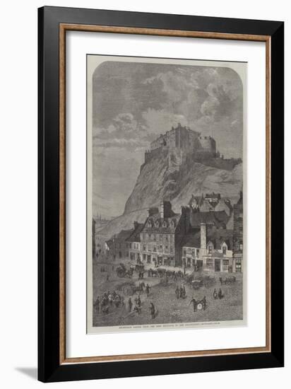 Edinburgh Castle, from the Corn Exchange, in the Grassmarket-null-Framed Giclee Print