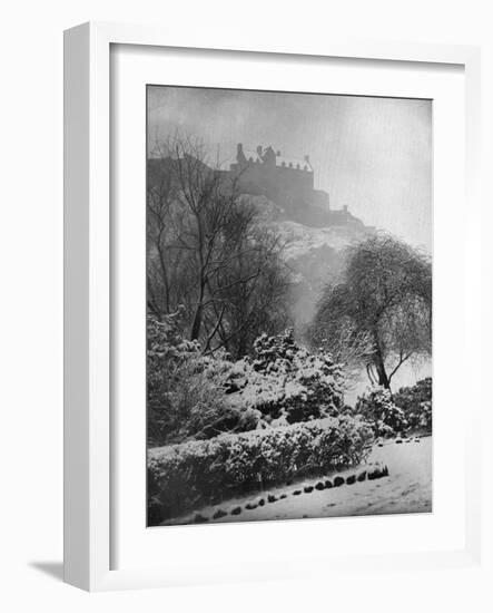 Edinburgh Castle in the Snow, from Princes Street Gardens, Scotland, 1924-1926-W Reid-Framed Giclee Print