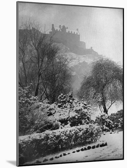Edinburgh Castle in the Snow, from Princes Street Gardens, Scotland, 1924-1926-W Reid-Mounted Giclee Print