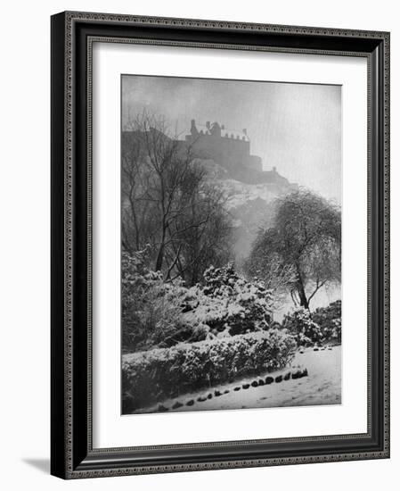 Edinburgh Castle in the Snow, from Princes Street Gardens, Scotland, 1924-1926-W Reid-Framed Giclee Print