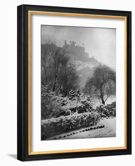 Edinburgh Castle in the Snow, from Princes Street Gardens, Scotland, 1924-1926-W Reid-Framed Giclee Print