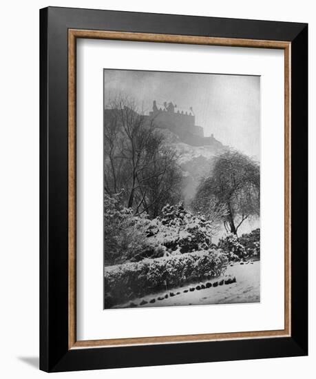 Edinburgh Castle in the Snow, from Princes Street Gardens, Scotland, 1924-1926-W Reid-Framed Giclee Print