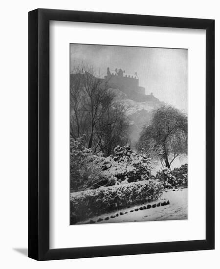 Edinburgh Castle in the Snow, from Princes Street Gardens, Scotland, 1924-1926-W Reid-Framed Giclee Print