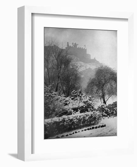 Edinburgh Castle in the Snow, from Princes Street Gardens, Scotland, 1924-1926-W Reid-Framed Giclee Print