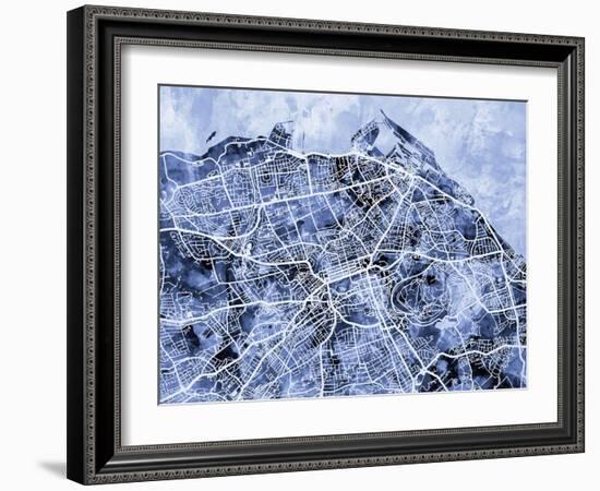 Edinburgh City Street Map-Michael Tompsett-Framed Art Print