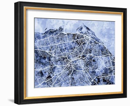 Edinburgh City Street Map-Michael Tompsett-Framed Art Print