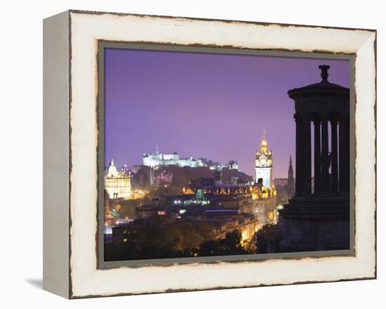 Edinburgh Cityscape at Dusk Looking Towards Edinburgh Castle, Edinburgh, Lothian, Scotland, Uk-Amanda Hall-Framed Premier Image Canvas