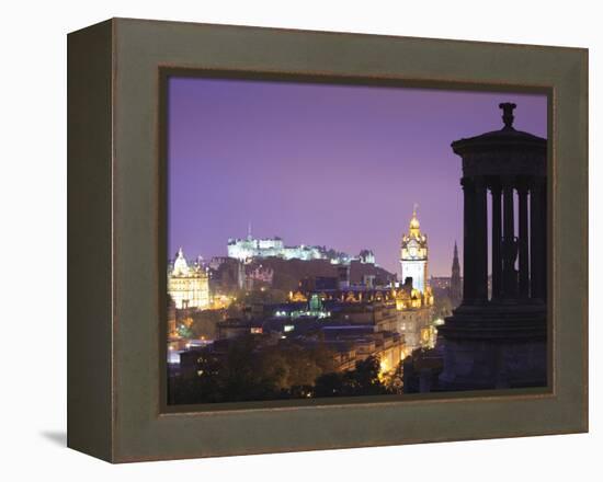 Edinburgh Cityscape at Dusk Looking Towards Edinburgh Castle, Edinburgh, Lothian, Scotland, Uk-Amanda Hall-Framed Premier Image Canvas